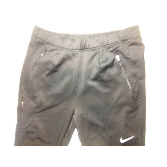 Nike DRI Fit Black Elastic + Drawstring Track Pants Zippered Ankles And Pockets - Picture 4 of 13